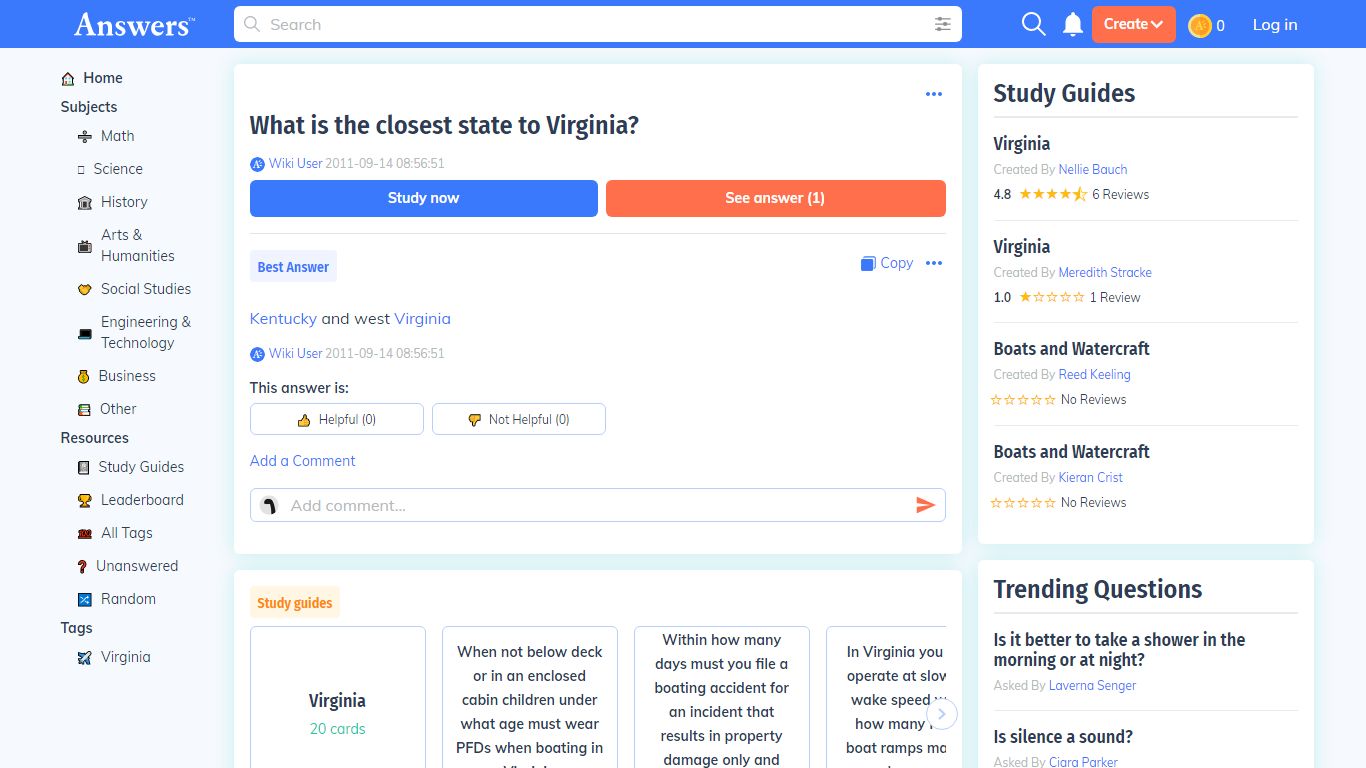 What is the closest state to Virginia? - Answers