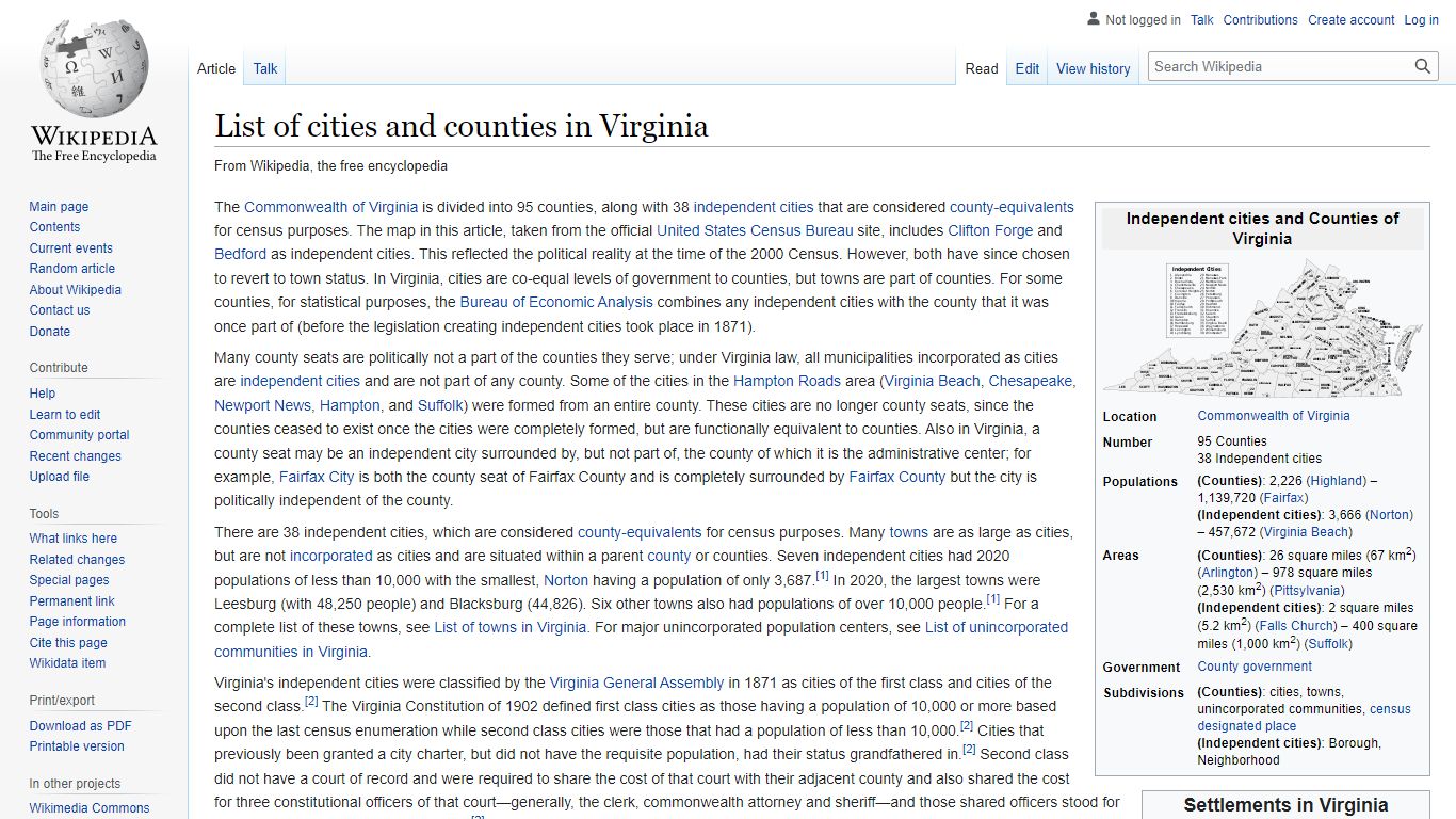 List of cities and counties in Virginia - Wikipedia