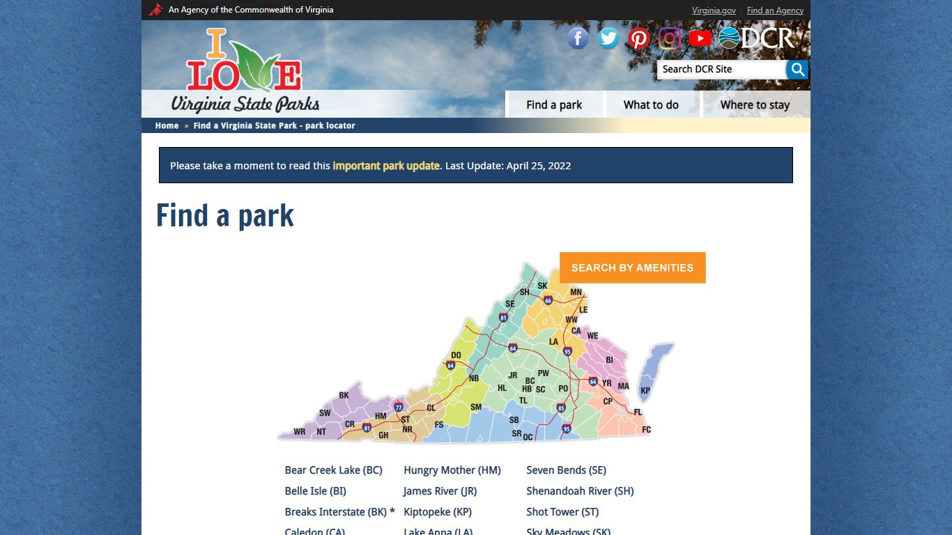 Find a Virginia State Park - park locator